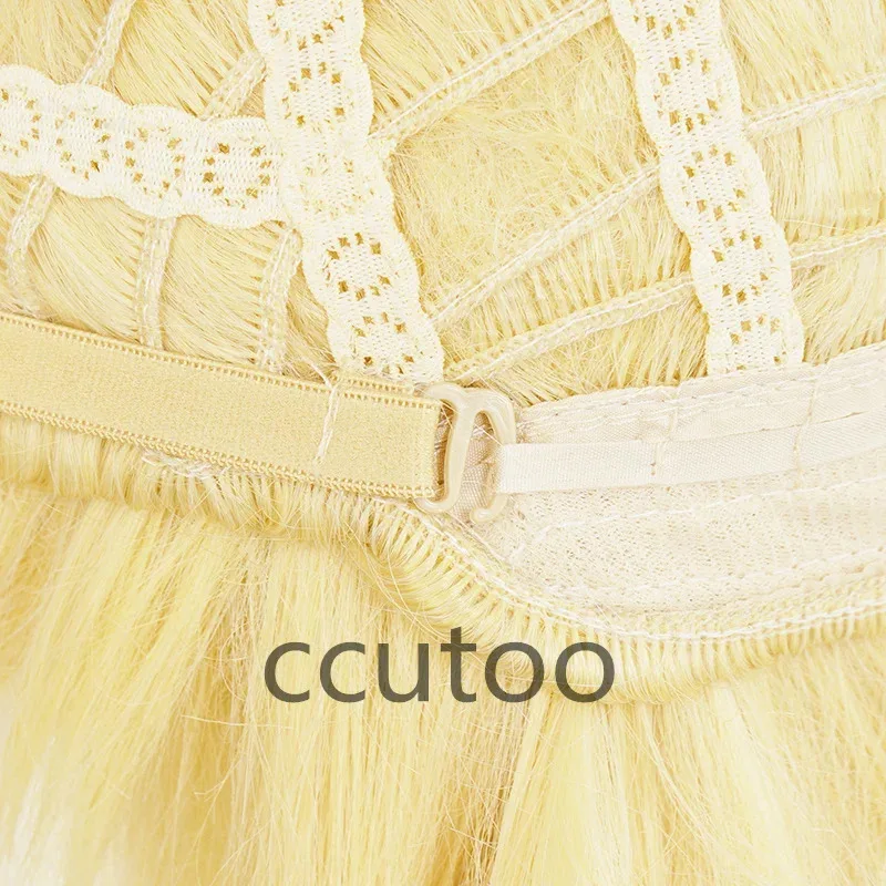 Zizi 2025 ccutoo الشعر الاصطناعية Kohaku أنيمي Dr.Stone تأثيري ذهبي ذيل حصان مقاومة للحرارة زي الباروكات + شعر مستعار مجاني Ca #6