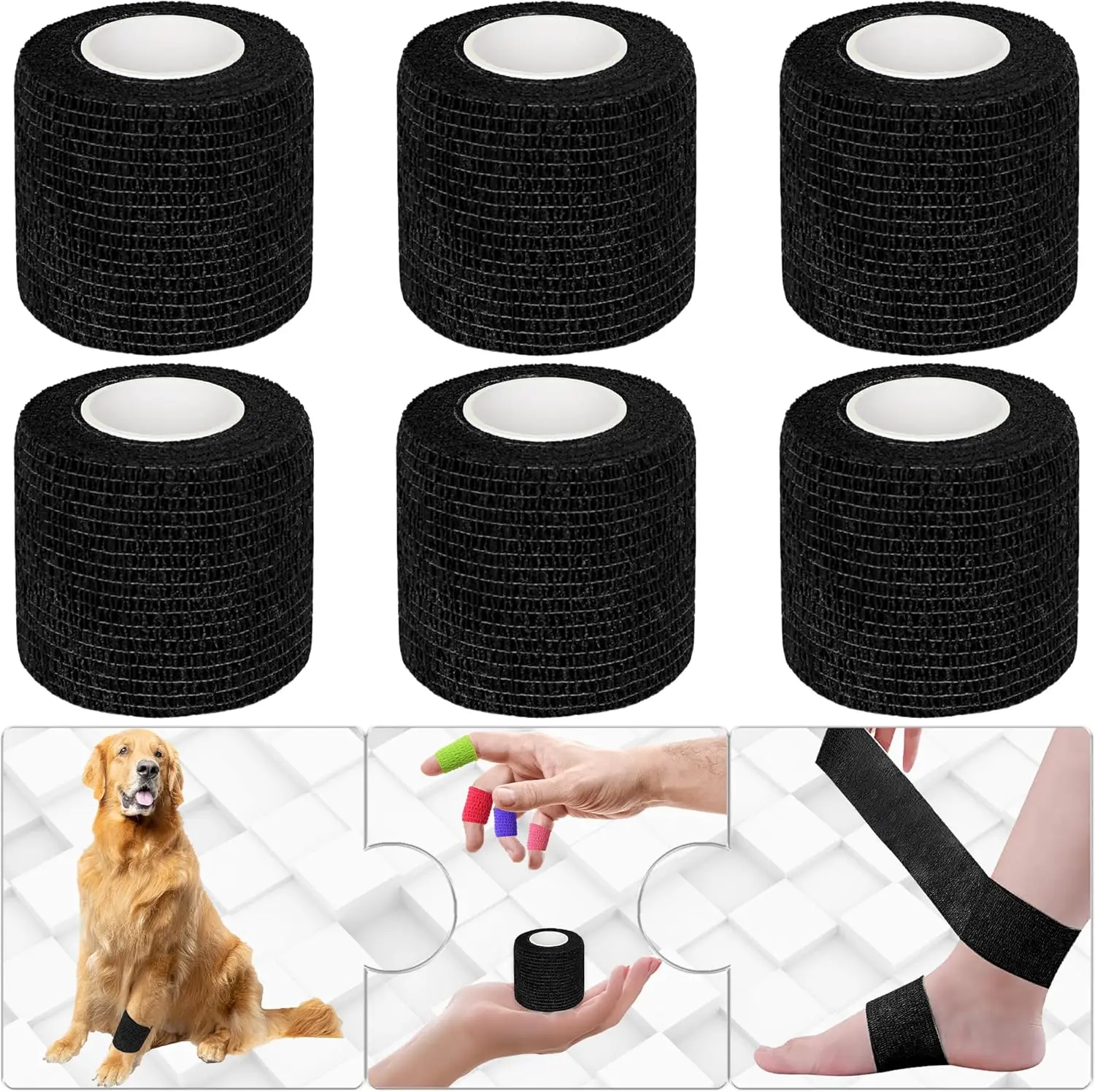 

6/12/24/48 PCS Tattoo Grip Cover Wrap Disposable Black Bandage For Tattoo Grip Bandage Machine Tape Tube Accessories