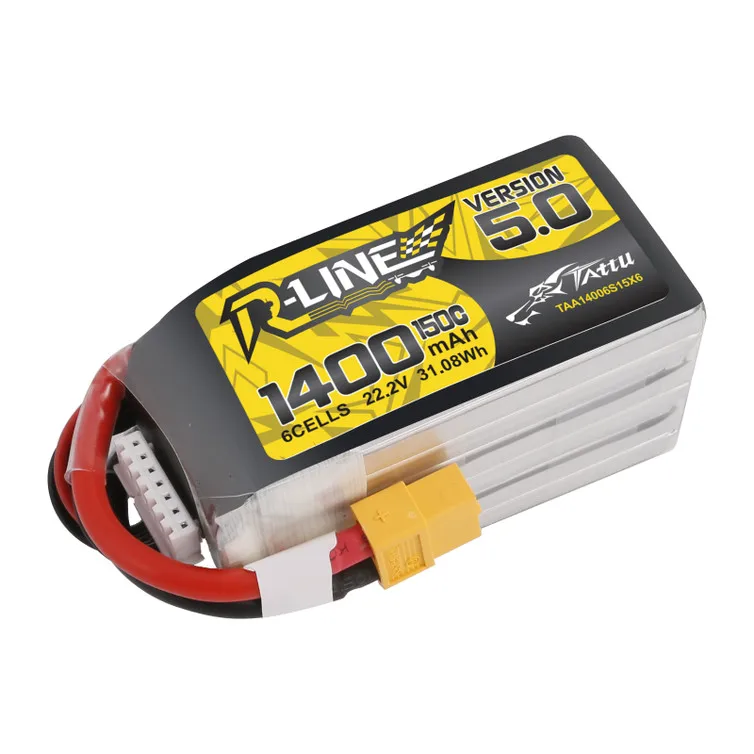 

TATTU R-Line Version 5.0 22.2V 1400mAh 150C 6S LiPo Battery XT60 Plug for Nazgul5 V3 HD RC Drone FPV Racing