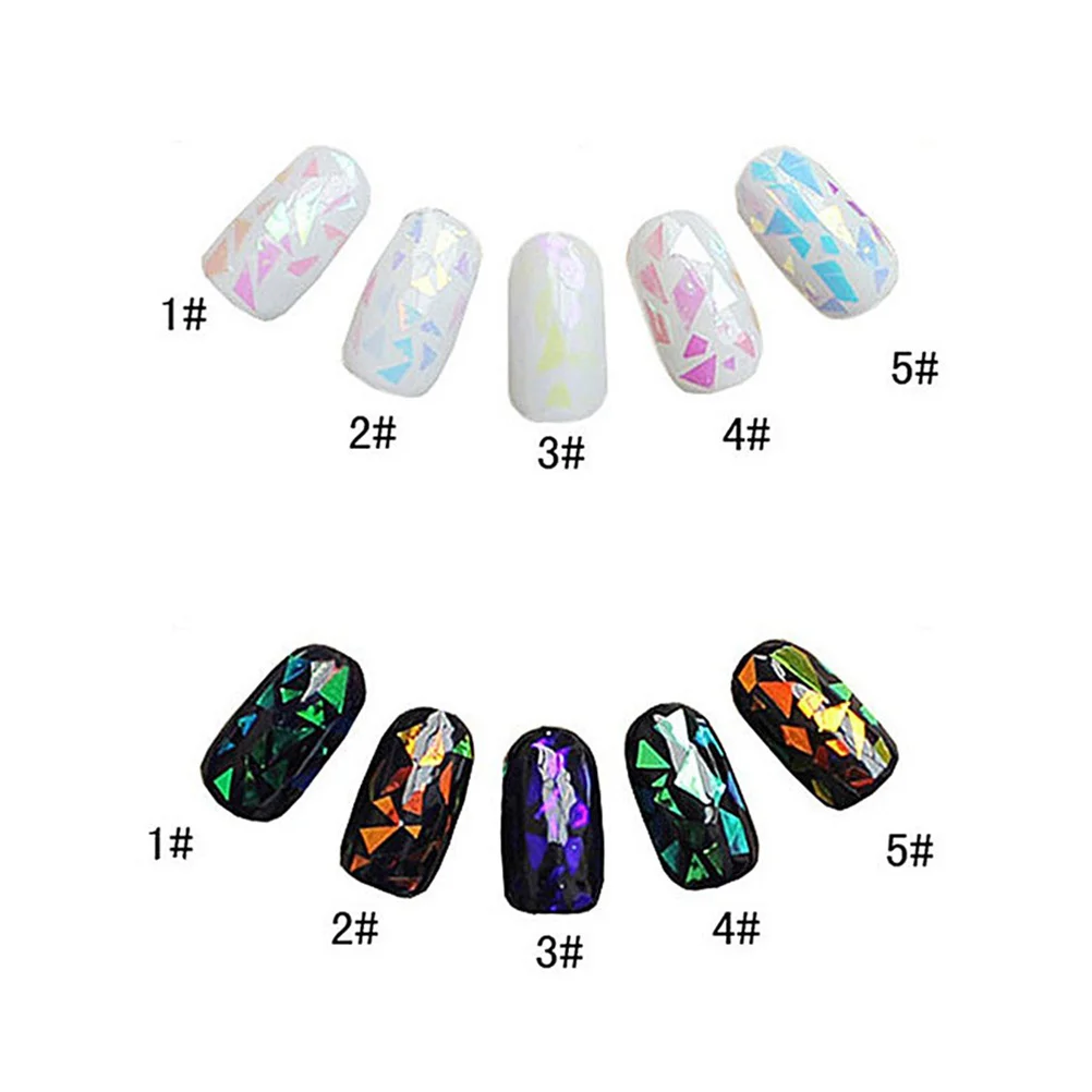 10 pcs Multi-Colored Holographic Nail Foil 4.5Cm X 20Cm Diy Broken Glass Effect Nail Art Stencil Decal Manicure Design Tool