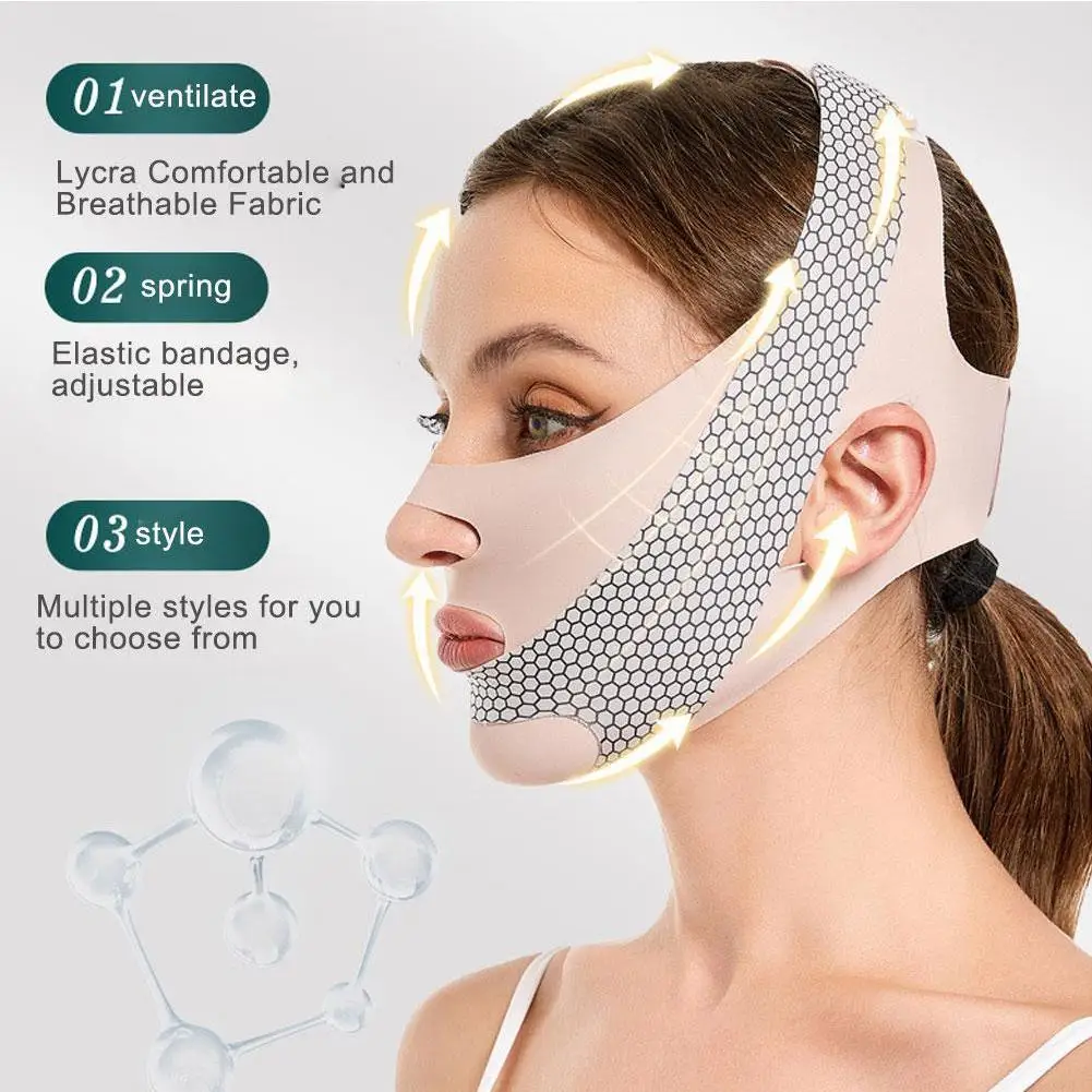 Sangle amincissante en forme de V pour le visage, sangle de ruisseau pour dormir, ceinture de lifting du visage, masque facial amincissant, bandage facial