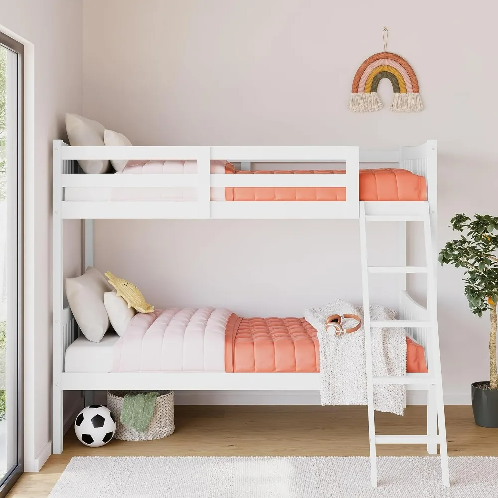 Bunk Bed Twin Over Twin Bunk Bed, Twin Bunk Bed for Kids, Converts to 2 Individual Beds, Beds for Kids, Children Beds