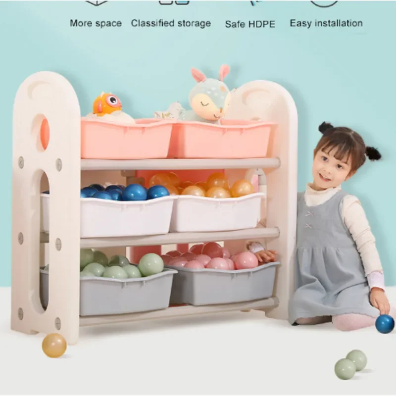 Children's Toy Storage Rack Living Room Household Sundries Storage Baskets Infant Clothing Large Capacity Storage Shelves