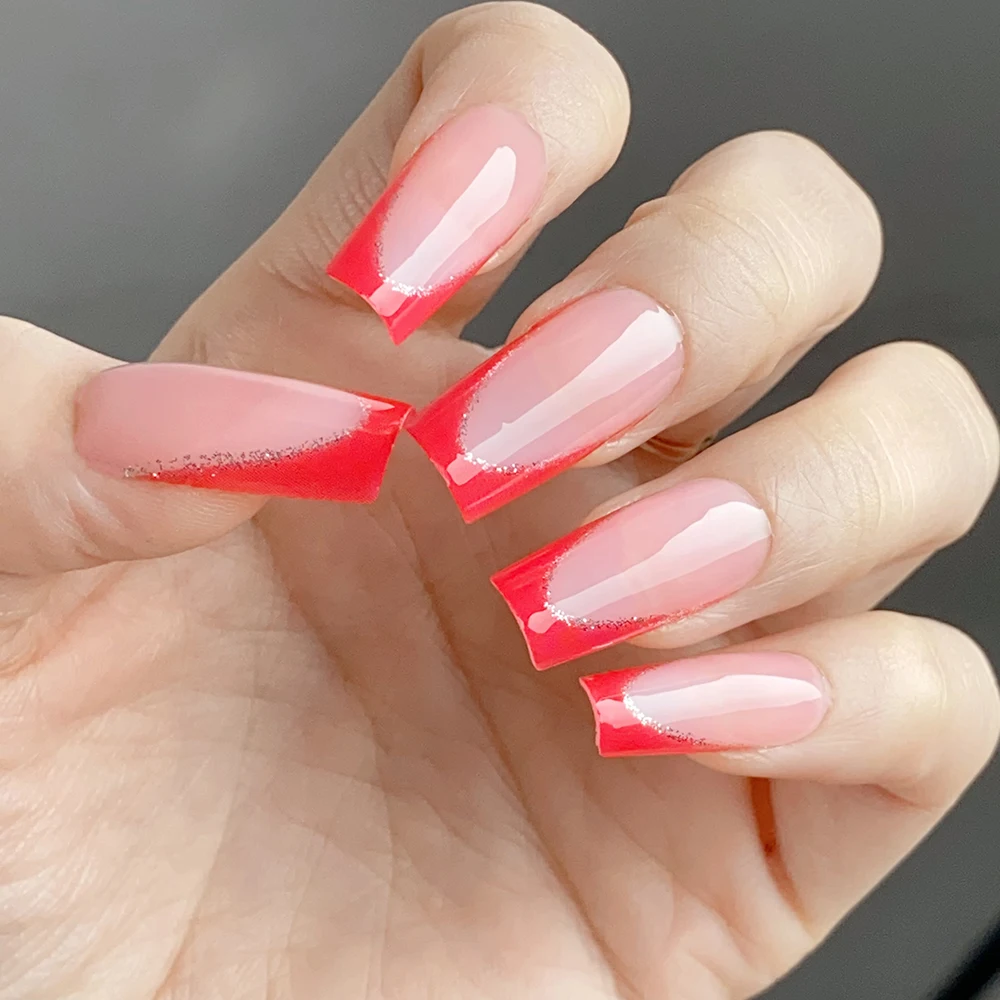 96pcs 4 Colors Acrylic French False Nails Full Cover Glossy Long Ballet Removable Press On Nails DIY Fake Nail Tip For Extension