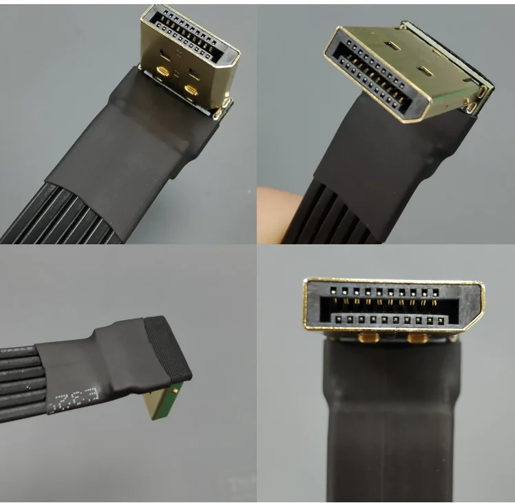 Ultra FHD DisplayPort Male To DisplayPort 90 Degree Up Down Angled Connector Adapter Cord FPC FPV Flat DP Cable 2K 4K 60HzCable