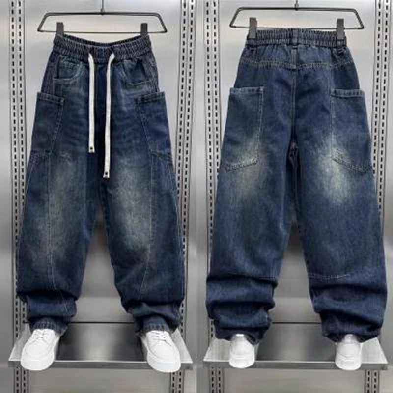 Jacquard American Classic Jeans Fashion Joints Harem Pants High Quality  Loose Harajuku Straight-Leg Trousers Men Clothing