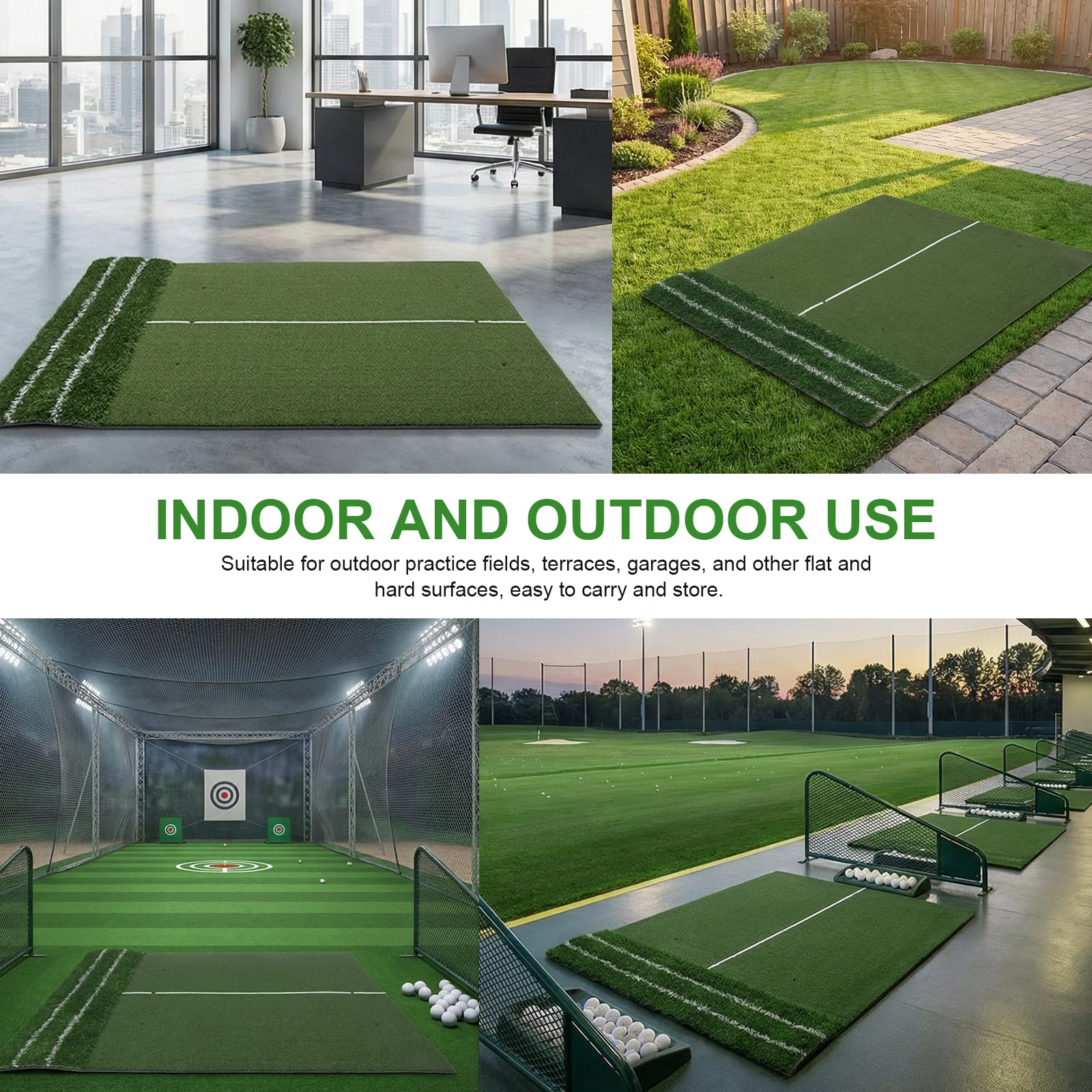 

Тренажерный коврик для гольфа с искусственным газоном и вспомогательными линиями для выравнивания, 1.2x1.5м, с пеной EVA 10 мм, для двора и дома