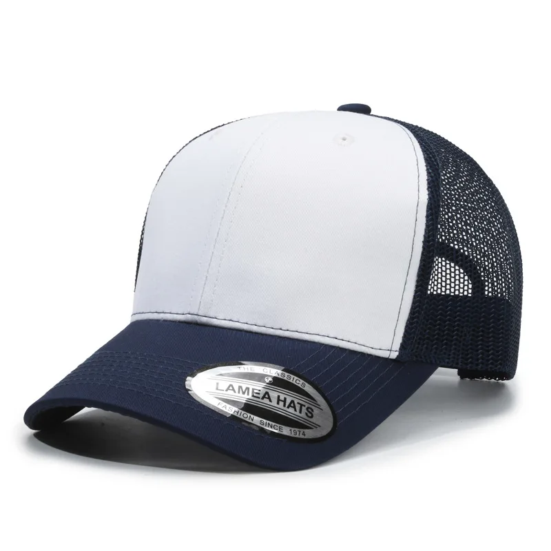 หมวกเบสบอลพิมพ์โลโก้ตามสั่งสำหรับผู้ชายและผู้หญิง หมวกตาข่ายระบายอากาศ หมวกทรงเป็ดเรียบง่ายและอเนกประสงค์