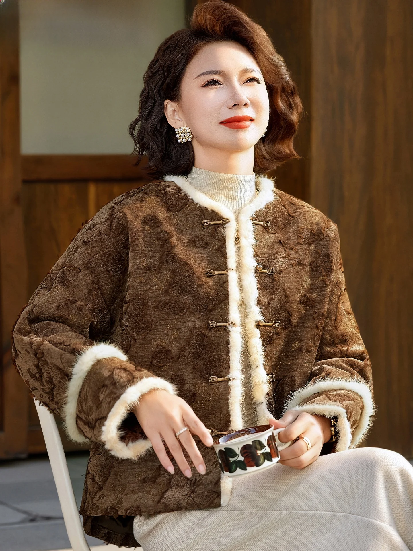 

New Chinese Sle Lightweight down Cotton Jaet Autumn Winter Outerwear for Middle-Aged And ly Women Warm Thiened Coat