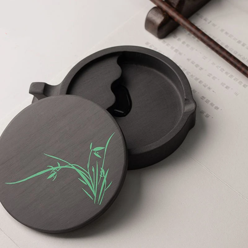 Chinese Inkstone She Ink Stone Natural Raw Stone Covered Calligraphy Special Ink Slab Student Beginner Stationery Art Supplies