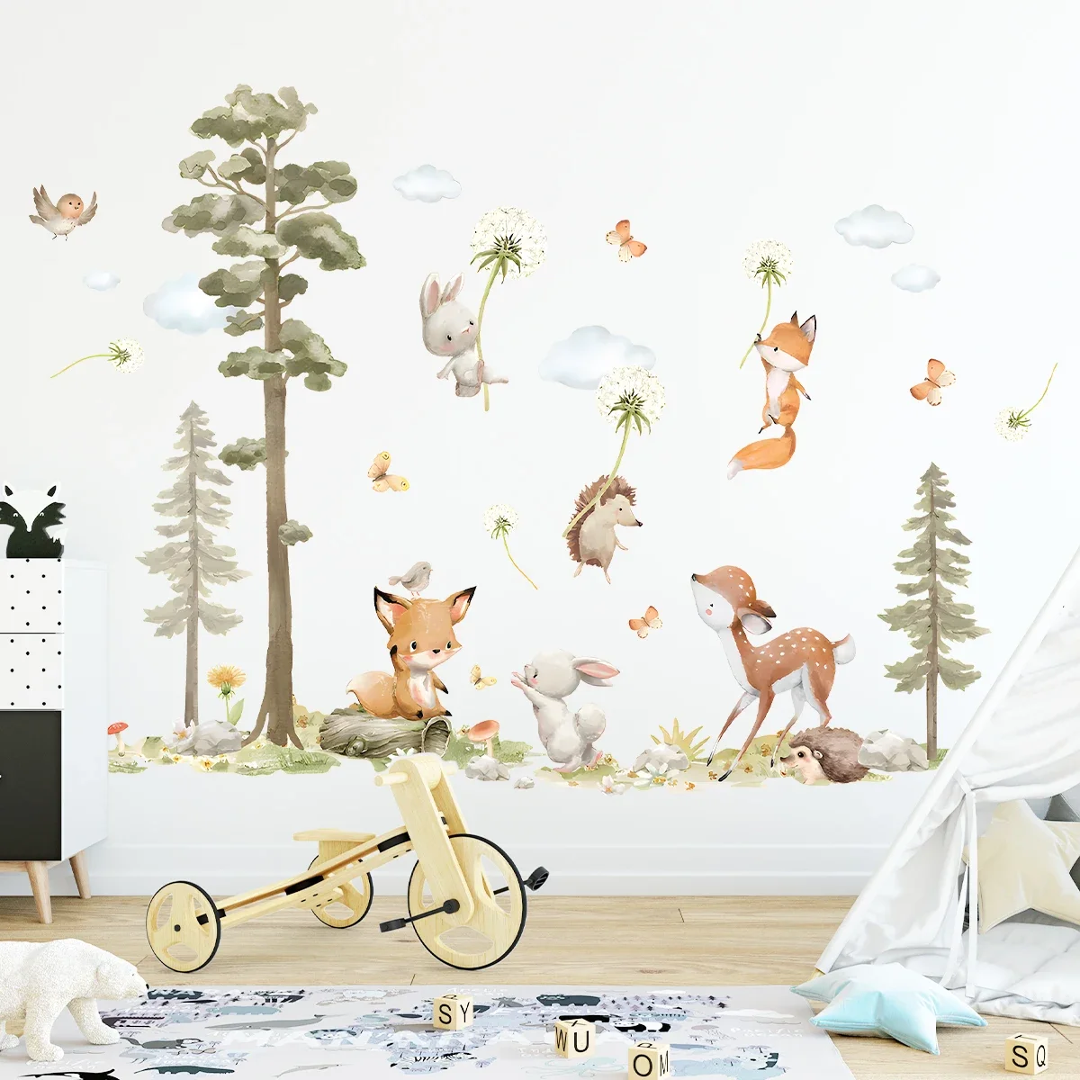 1Pc Cartoon Cute Animal Wall Stickers for Kids Room Bedeoom Home Decor Living Room Decoration Girls Sweet Boy Gift Wall Decals
