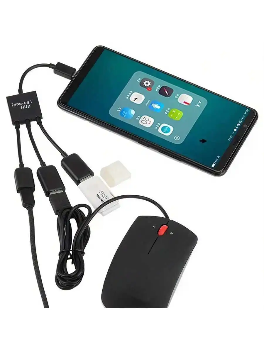 

Multi-Function Otg Adapter Data Transfer Cable Android Type-C Mobile Phone Tablet Connection Keyboard Mouse Office U Disk Hub,Th