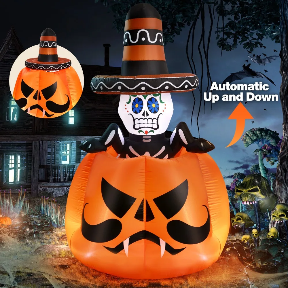 6FT Halloween Decorations Inflatable Outdoor Pumpkin, Halloween Inflatables Outdoors Led, Halloween Decoration Outdoor Inflatable, Halloween Outdoor Decorations Inflatable, Halloween Blow Ups for Out Side, Halloween Inflatables Outdoor Decorations