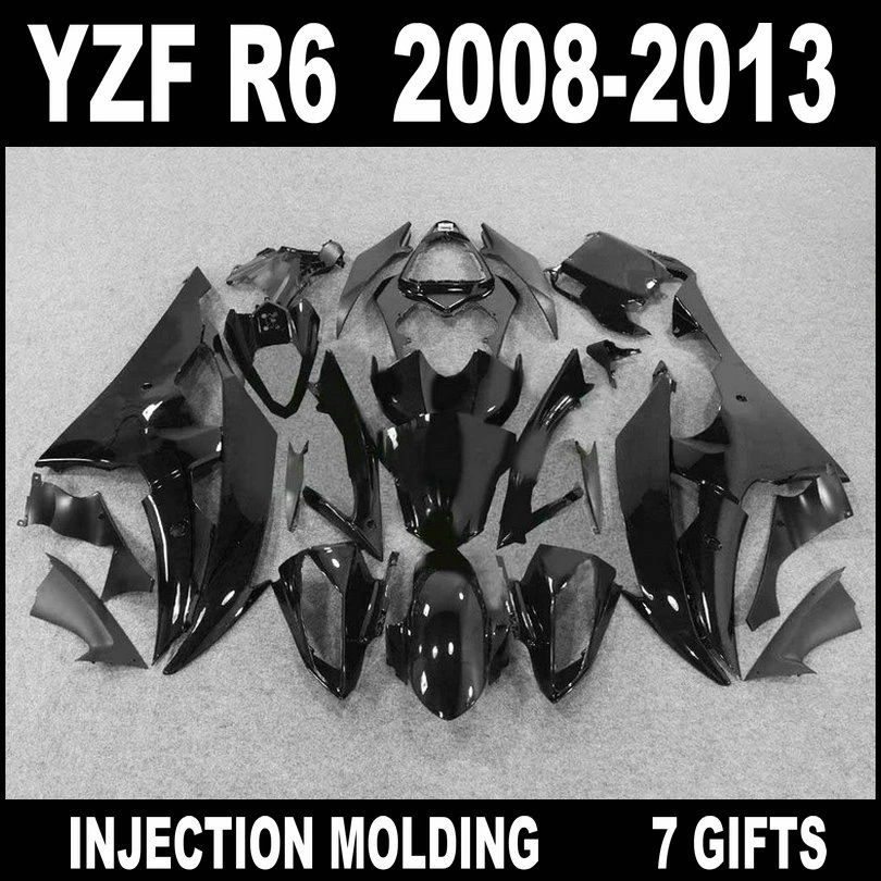 

New Hot sale Injection mold for YAMAHA R6 2008 2009 - 2013 glossy flat black fairings 08 09 10 11 12 13 YZF R6 fairing set FVG74
