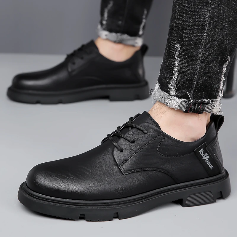 2023 Man Leather Shoes Rubber Sole New Autumn/Spring Business Casual Loafers 44 Man Leather Shoes