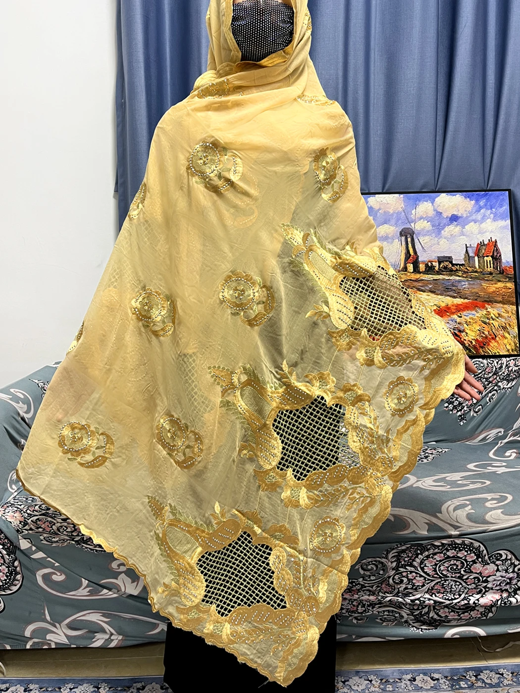 Muslim Prayer Scarf Femme Foulard Hijabs For Woman African Islam Cotton Embroider Diamonds Scarf Shawl 210x110cm 12 Colors