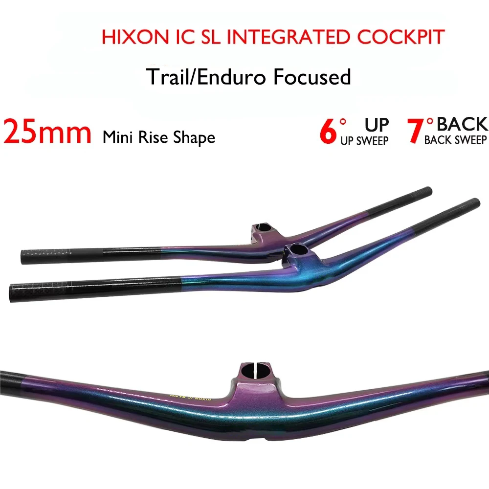 Hixon IC SL MTB Handlebar Carbon Integrated Cockpit Gradient Color 4°or 5° Rise (15/25mm) Compatible with Sparks Frame