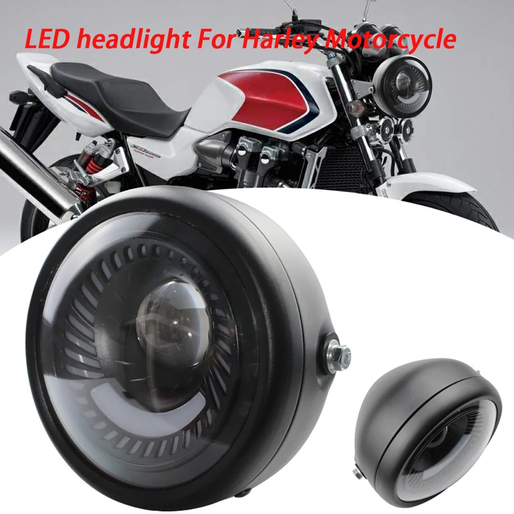 

LED Headlight For Harley Motorcycle Electric Bike Accessories Modified 6.5 Swirl Spiral Far And Near Headlight White Light 12V