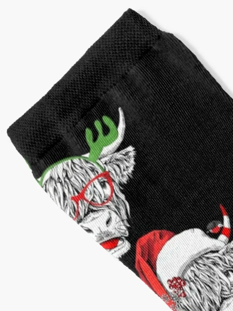 hohoho shaggy funny cow-Christmas Socks christmass gift warm winter Hiking boots Socks Girl Men's