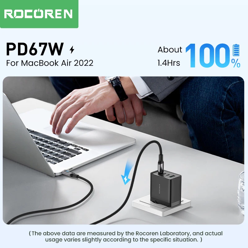 Rocoren 67W GaN Charger Fast Charging QC 4.0 3.0 Type C PD USB Charger Portable USB C Charger For iPhone 15 14 13 Samsung Xiaomi