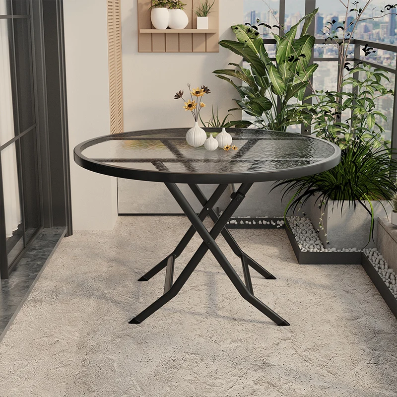 Dining table household small apartment square table roundtable small folding table outdoor diningtable tempered glass folding