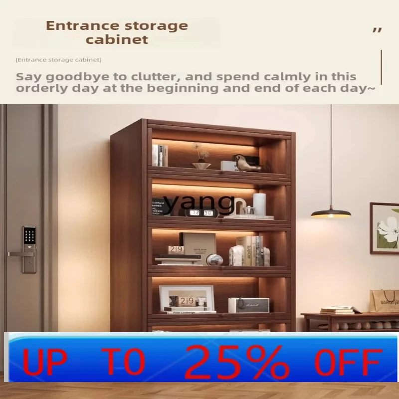 

LH solid wood dust-proof bookcase integrated wall walnut color storage floor-to-ceiling locker