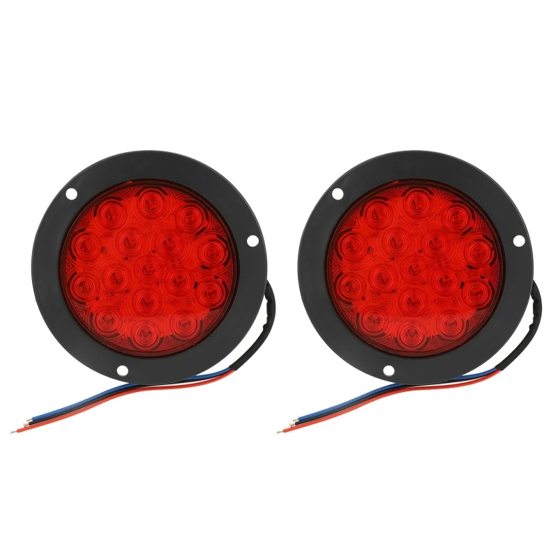 

2Pcs Round Red Amber 16 LED Truck Trailer Lorry Brake Stop Turn Tail Lamp