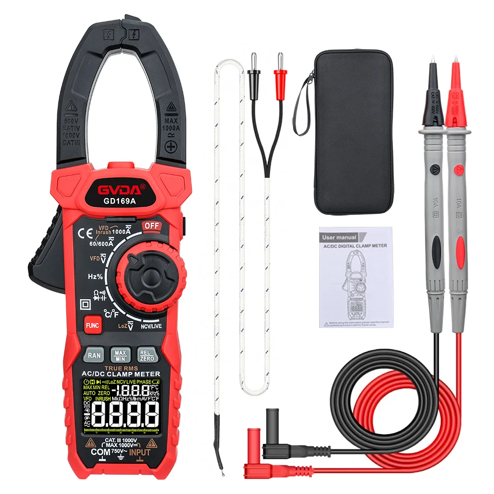 GVDA Digital Current Tester Clamp Meter Multimeter Auto Rang