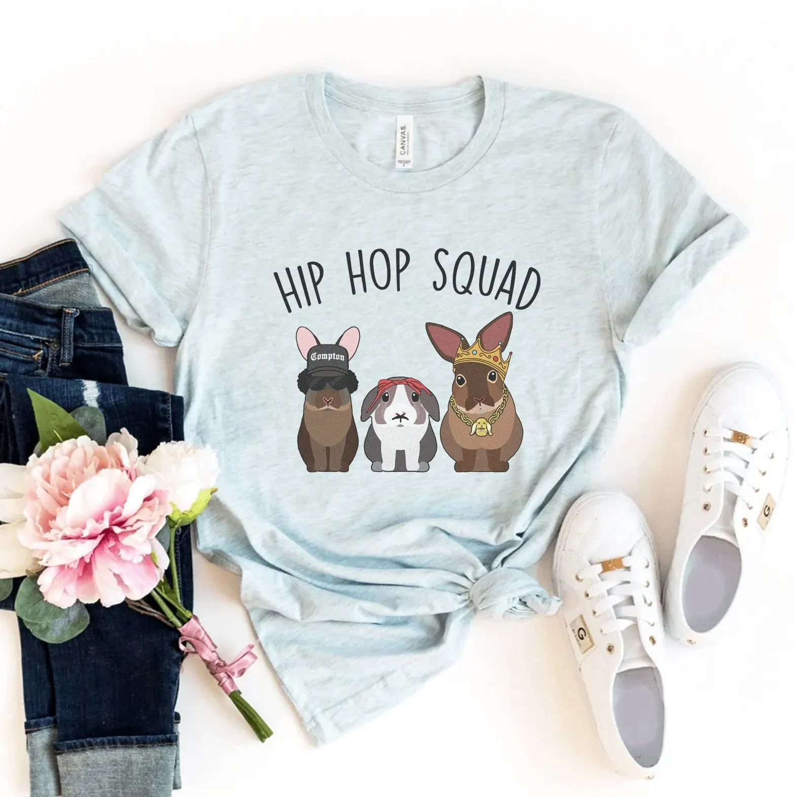 

Hip Hop Squad Easter T Shirt Group Crew 90S Bunny Mom Dad Lover Rabbit For Funny