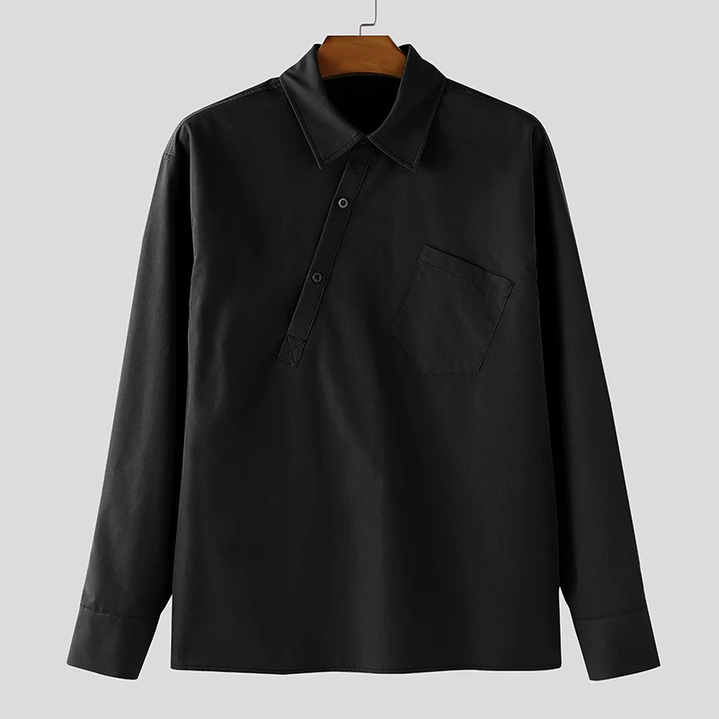 

INCERUN Men Shirt Lapel Long Sleeve Button Loose Casual Men Clothing Streetwear Korean Style 2025 Fashion Tops Male Shirts S-5XL