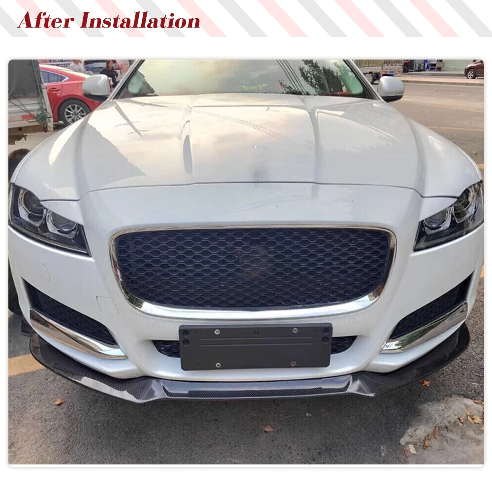 شفة ممتصة للصدمات الأمامية للسيارة جاكوار XE سيدان 2015 2016 2017 2018 ألياف الكربون شفة مصد السيارة الأمامية الذقن الفاصل واقي مصد السيارة