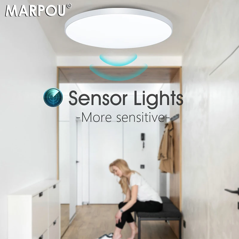 MARPOU  Radar Sensor LED Ceiling Lights Auto Delay motion sensor light 40W 50W Big Power Ceiling Lamp Room Hallways Corridor