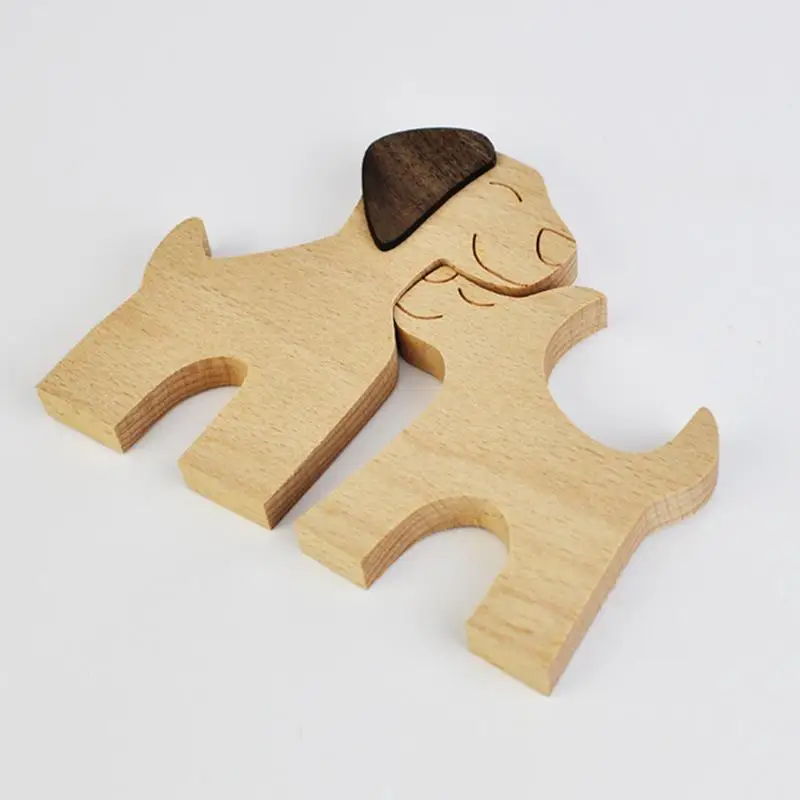 Puppy Family Wooden Decoration Family Figurines Of Puppy Cuddling Family Figurines Puppy Figurines Unique Wooden Decor Gift