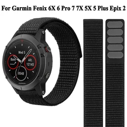 Gelang jam tali nilon putaran kait 26mm 22mm untuk Garmin Fenix 6X 6 Pro 5X 5 7X 7 Epix 2 Forerunner 965 955 945 gelang jam