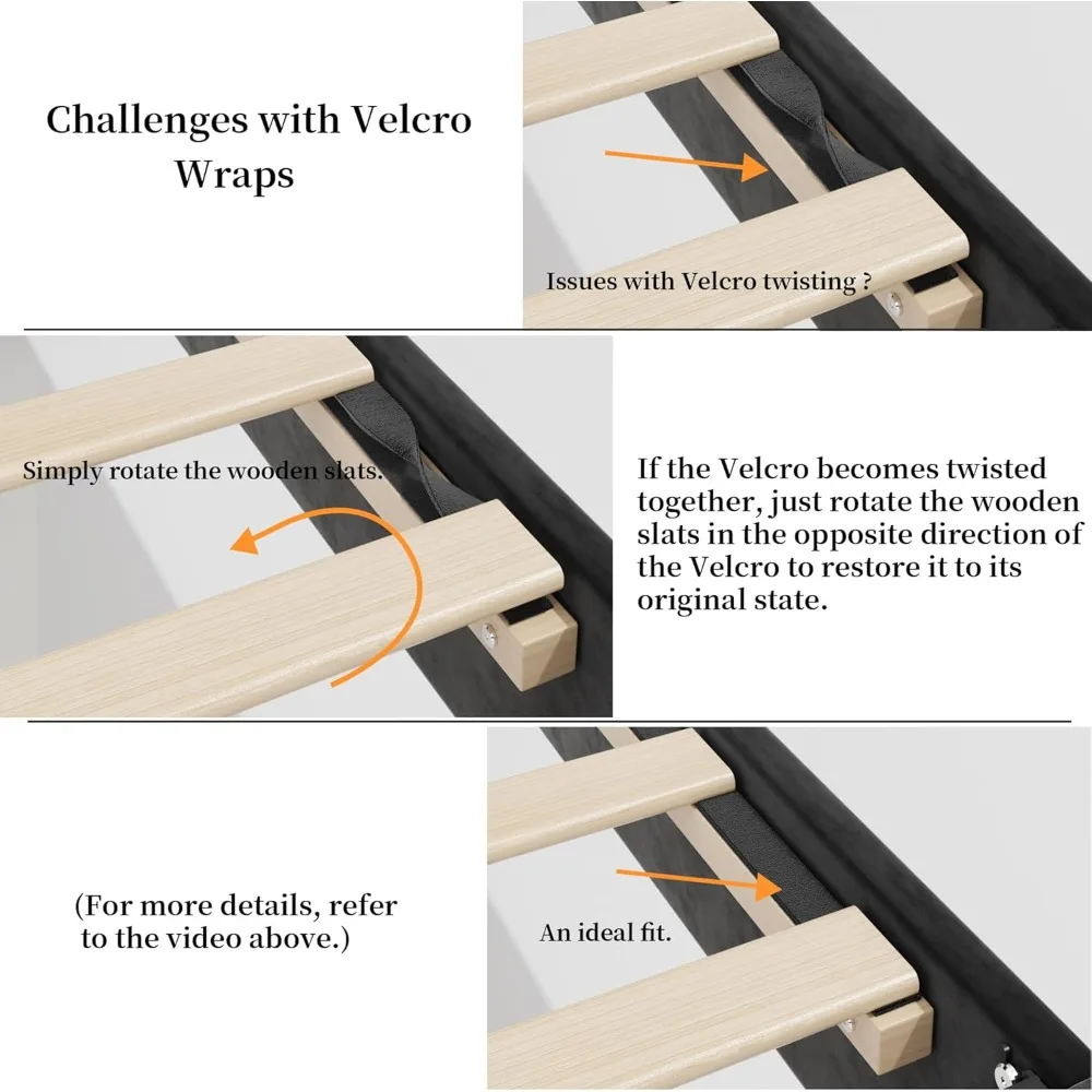 إطار سرير قوي بحجم كينغ مع لوح رأسي معنقدة عموديًا، لا يتطلب صندوق زنبركي، تجميع بسيط، نمط منصة