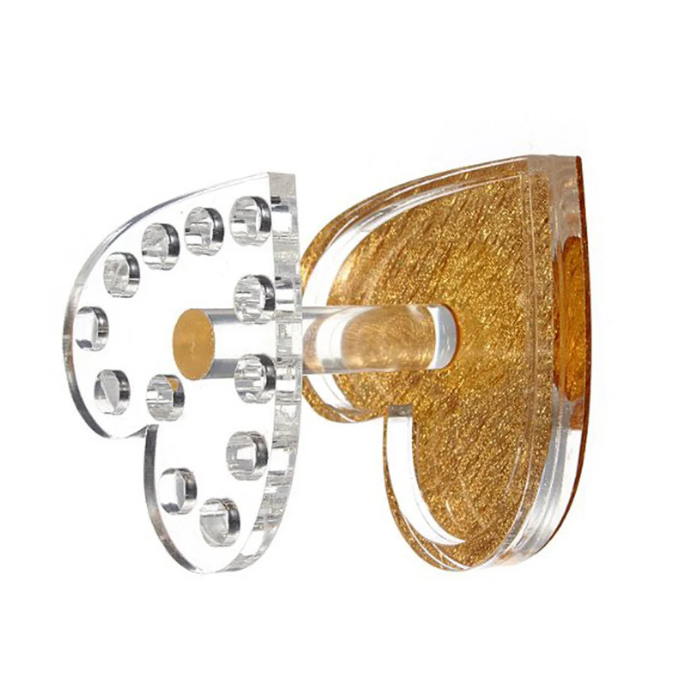 حامل أدوات تزيين الأظافر على شكل قلب، ذهبي شفاف، متين، محمول، سهل الاستخدام يمنع الفوضى، فرش غير منظمة #2