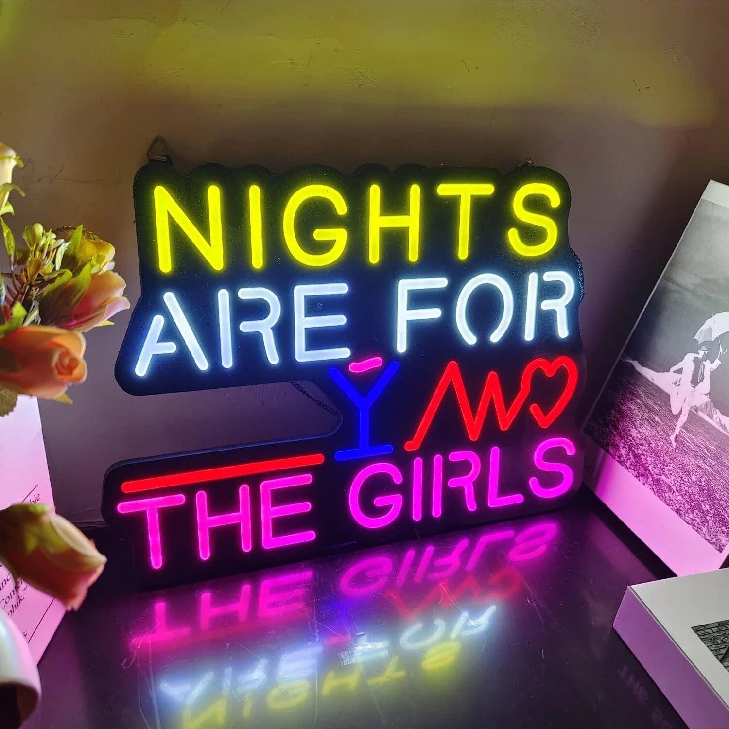 

Nights Are for Girls Ultra-thin Design Cocktail LED Neon Sign for Home or Bar Windows Garage Walls Party Birthday Girl Gifts