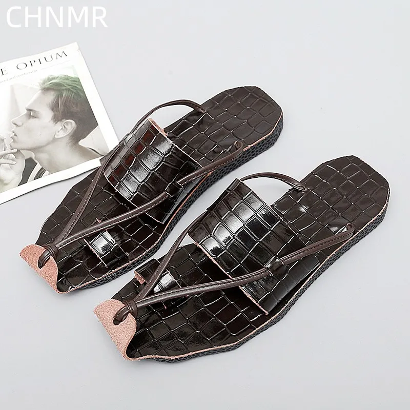 Summer Flip Flops Men\'s Leather Casual Wear-resistant Non-slip Fashion Breathable All-match Comfortable Outdoor Flat Bottom