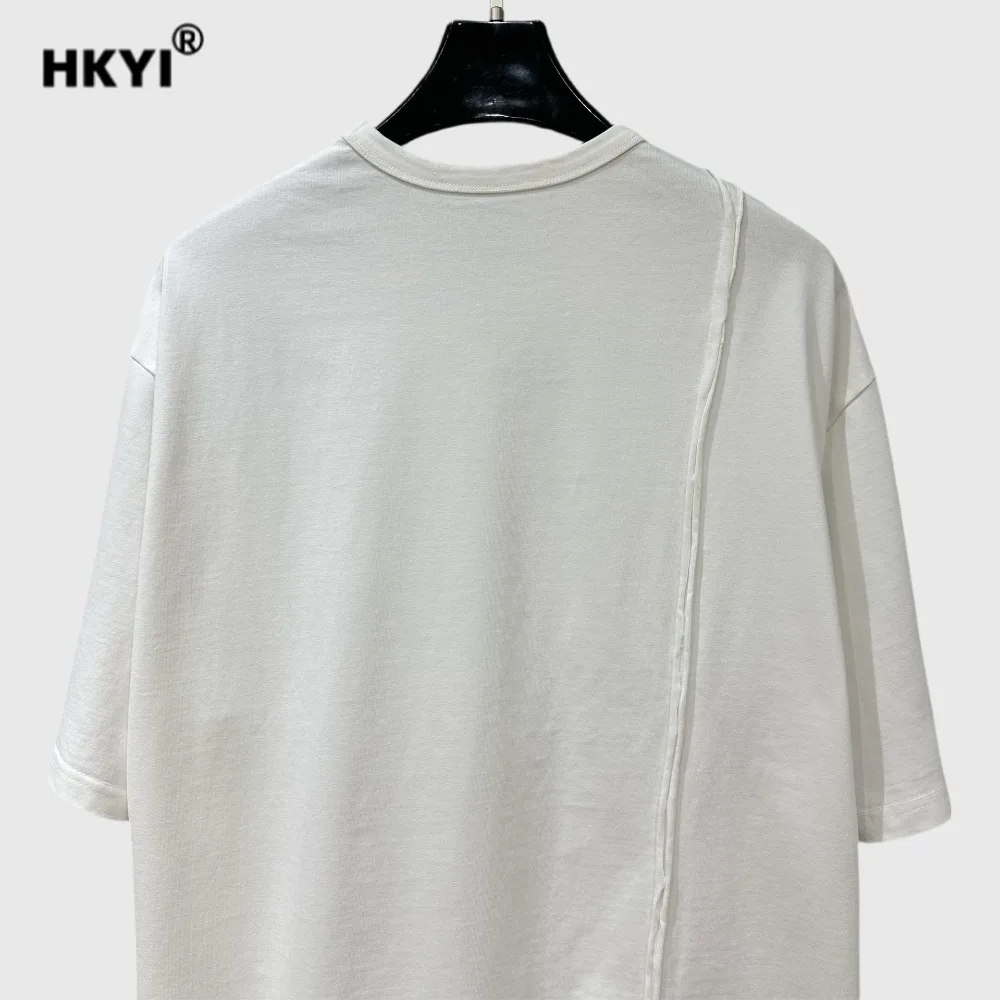HKYI Men's tops tees Summer Street Design Splicing Cotton Short sleeved T-shirt