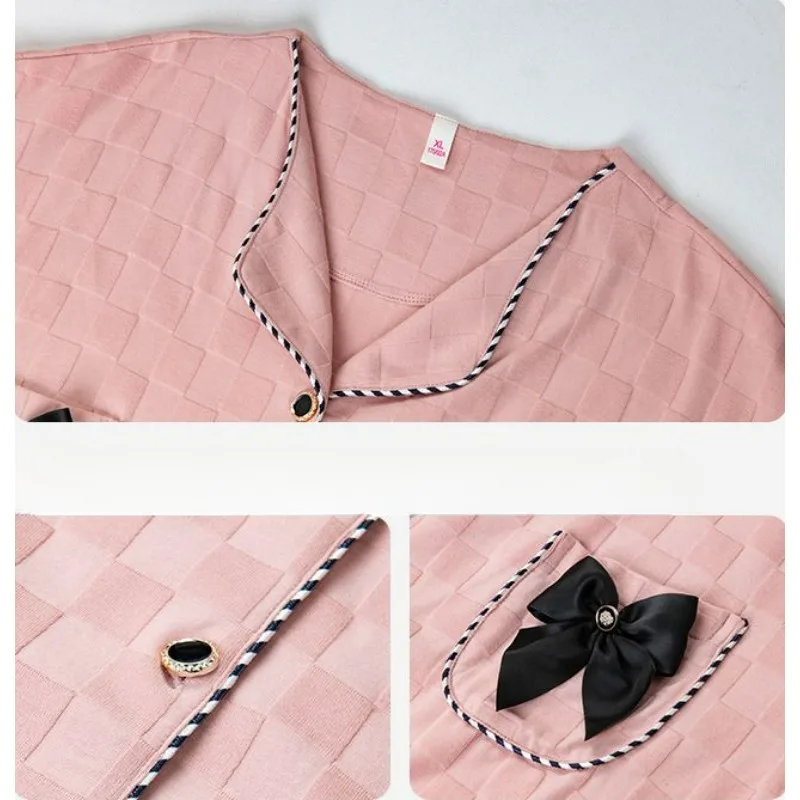 Sexy Nightdress Women's Short-Sleeved Cardigan Large Size Nightgown 2024 Summer Pajamas Female Lapel Mid-Length Casual Homewear