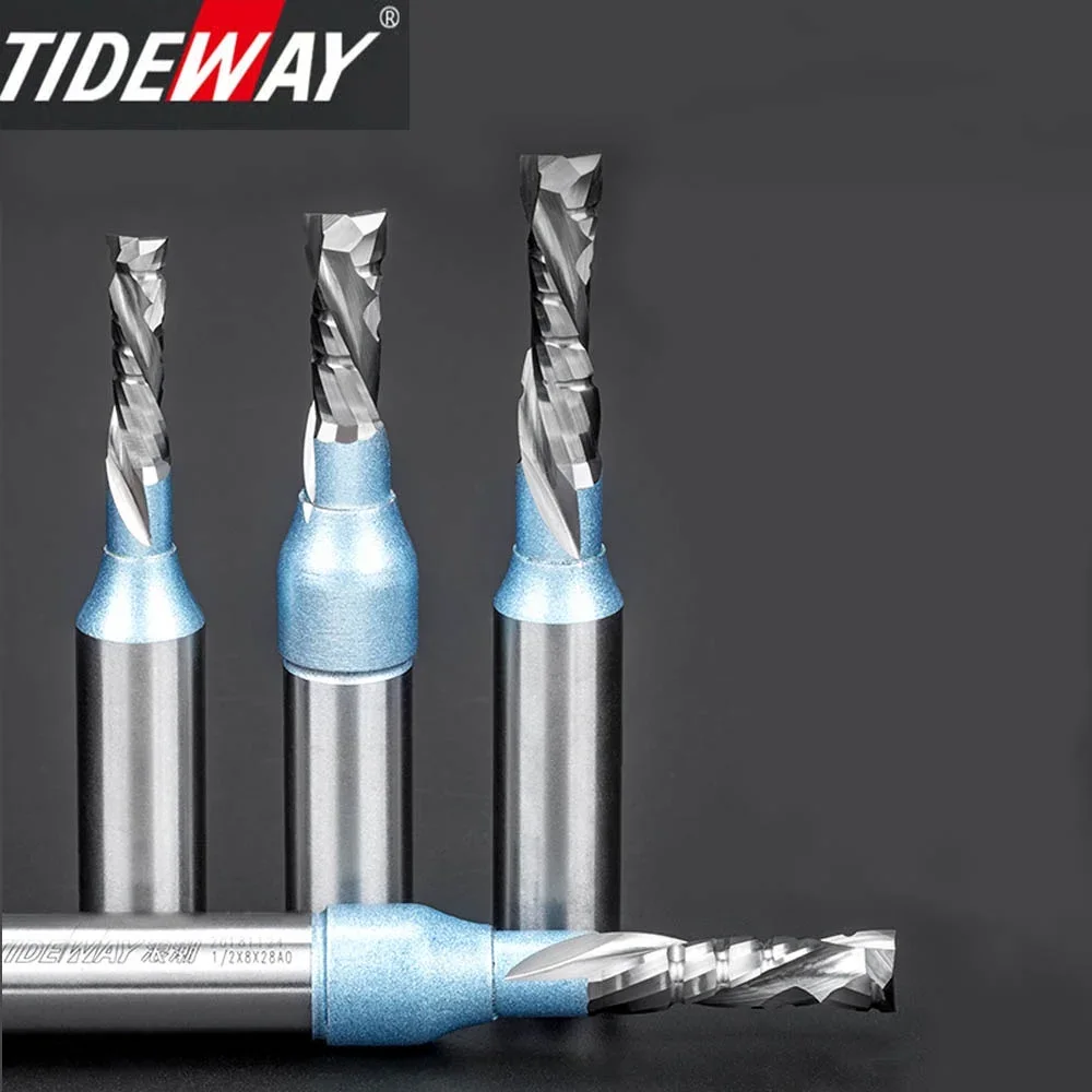 Tideway Carbide Compression Bit Woodworking TCT Straight Router Bit Cutter Up Down Cutting Slotting Spiral Milling Cutter