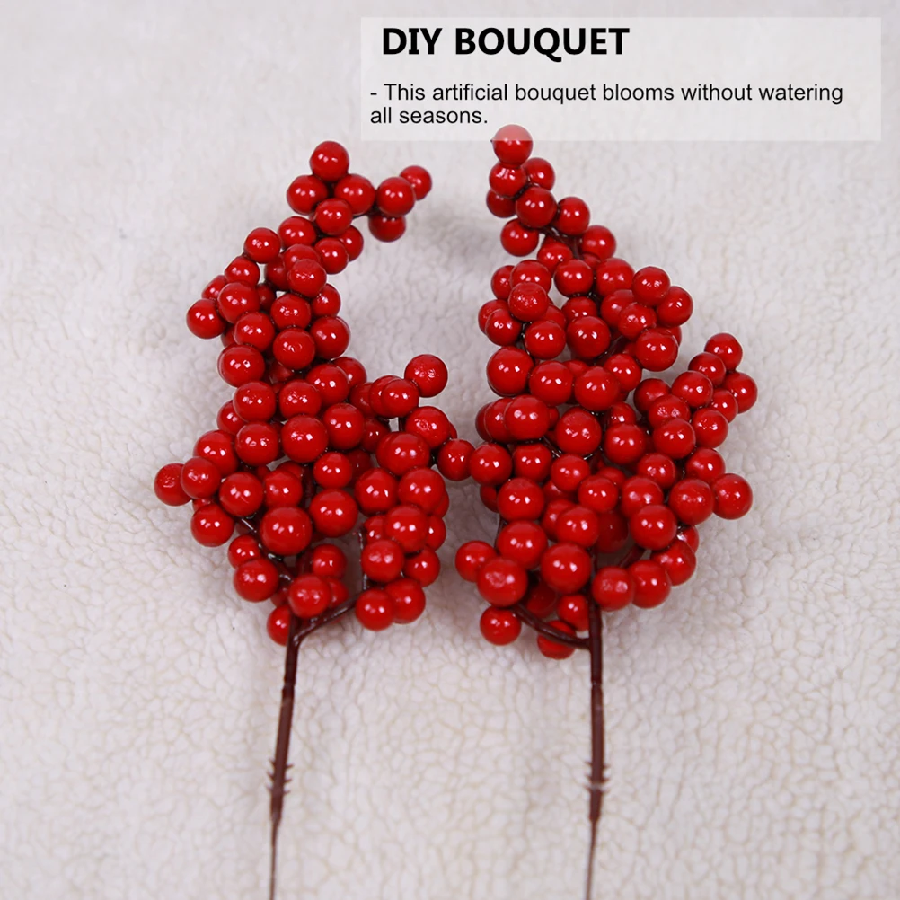 

3pcs Artificial Bouquet Fake Flowers Lifelike Xmas Imitation Fruit Diy Bouquet Decor Home Wedding Party Diy Red