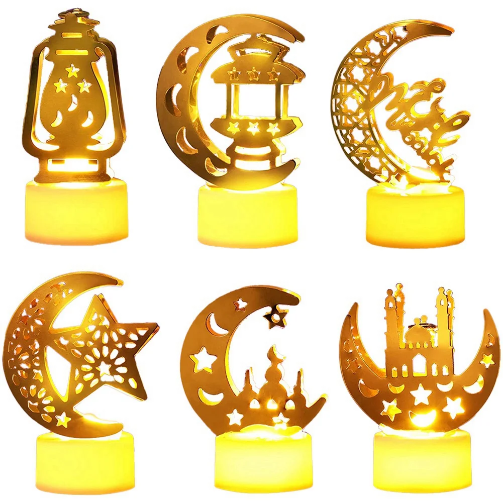A93Z 6 Pack Ramadan Lights Decorations Small Lantern String Electronics Light For Home
