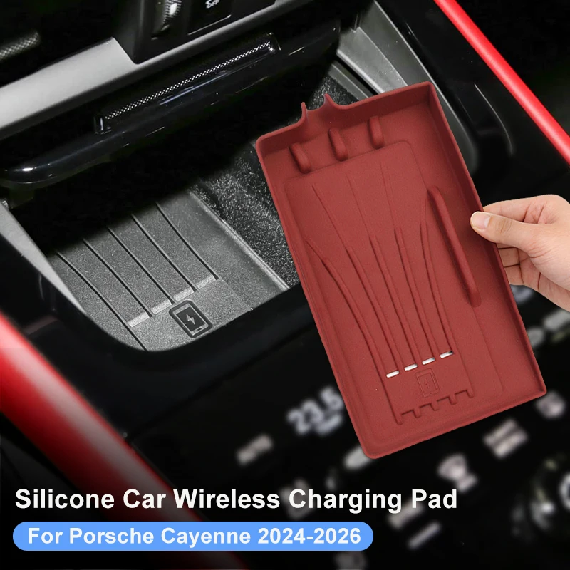 

For Porsche Cayenne 2024 2025 2026 Silicone Car Wireless Charging Pad Non-slip Phone Charger Mat Wireless Charging Accessories