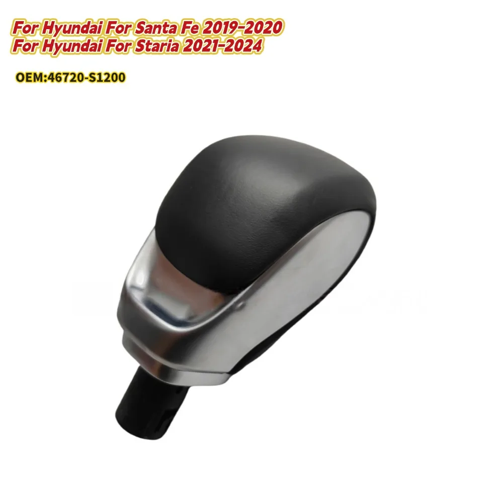 

Car Gear Shift Knob Lever Black Leather For Hyundai For Santa Fe 2019-20 For Hyundai For Staria 2021-2024