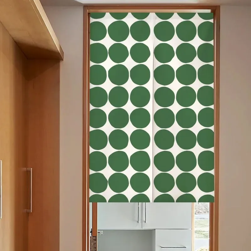 VIKAMA Minimalist Polka Dot Half-Door Curtain, Simple Polka Dot Room Divider, Home Entryway Curtain, No-Drill Room Divider
