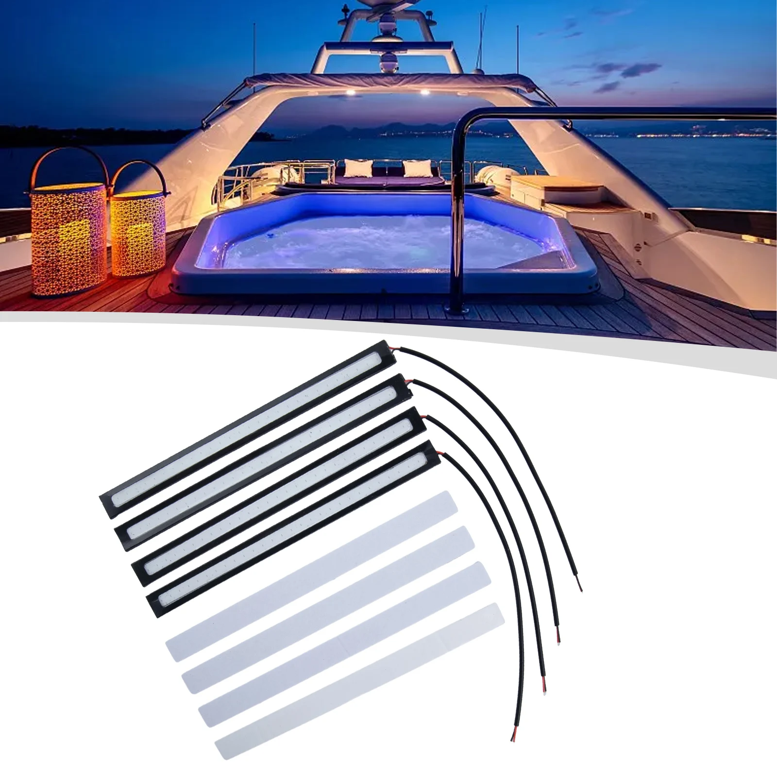 Lamp LED Light Bar Car Low Power Low Temperature 12 Volt 170mm X 17mm X 5mm 4 Pcs 6.7 Inch Blue Boats Courtesy Lights Large