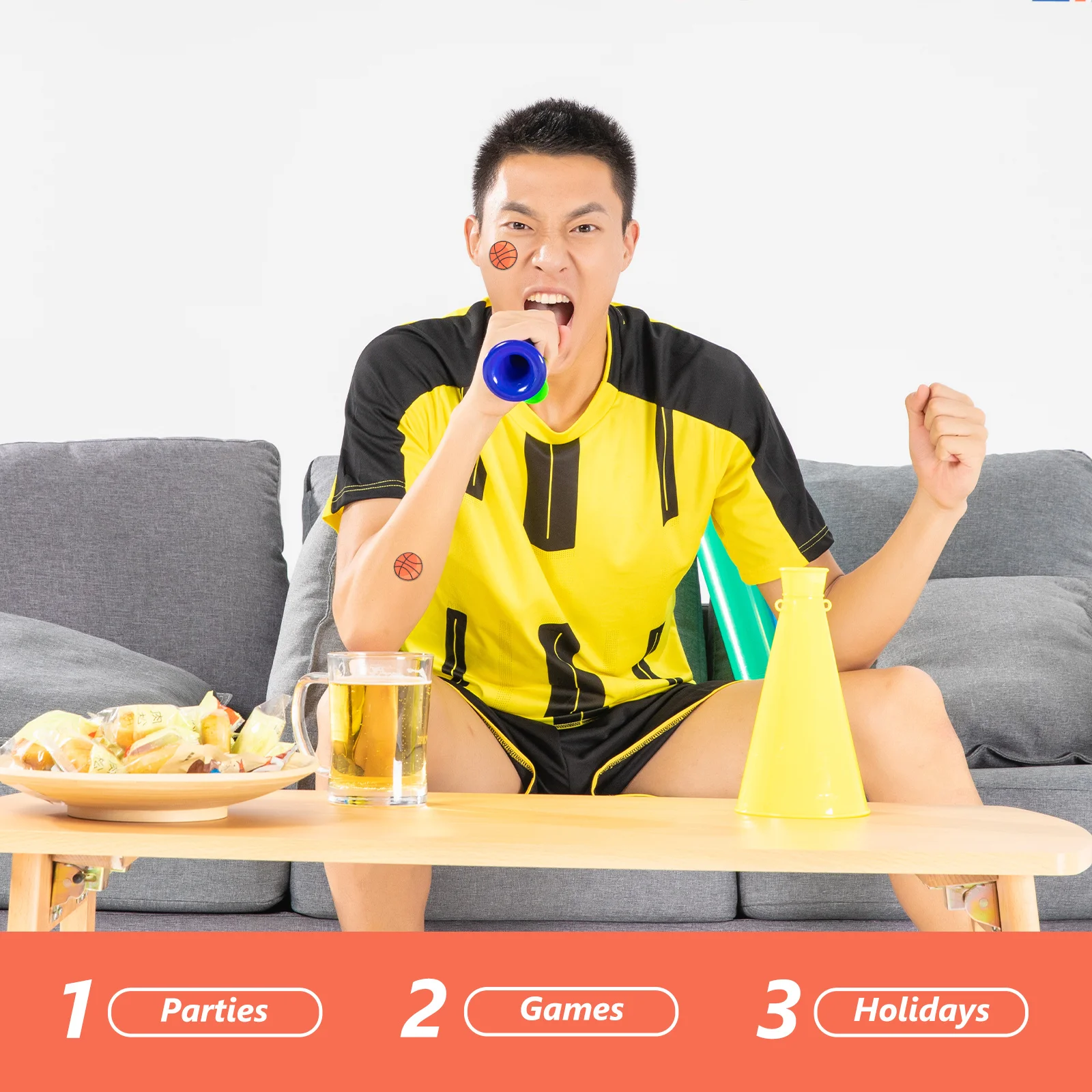 

1 Sheet Basketball Temporary Tattoos Stickers Body Art Party Festival Club Gift For Women Men Kids Large Quantity Daily Use