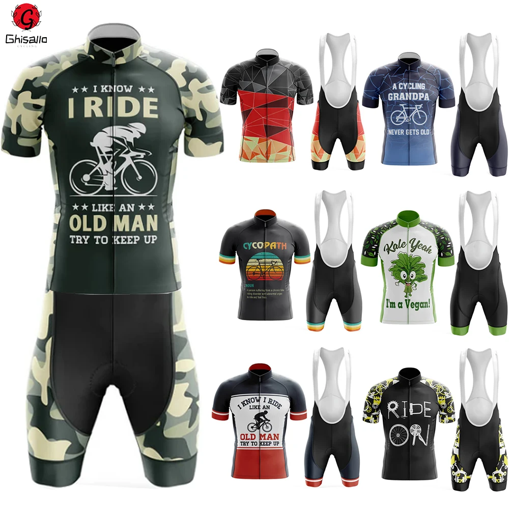 

21 New Style 7 Cycling Jersey Set Bicycle Suit Bike Summer Sleeve Men Bib Shorts Clothes Por Team Men's Bike 20D Gel Pad Lasting