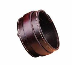 G564 Brown Cool Classic Leather Cowhide Wrap Bracelet Bangle Wristband Men's New